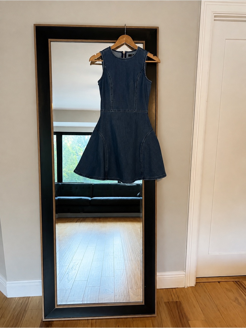 7 For All Mankind Dark Indigo Denim Fit & Flare Mini Dress – Sleeveless